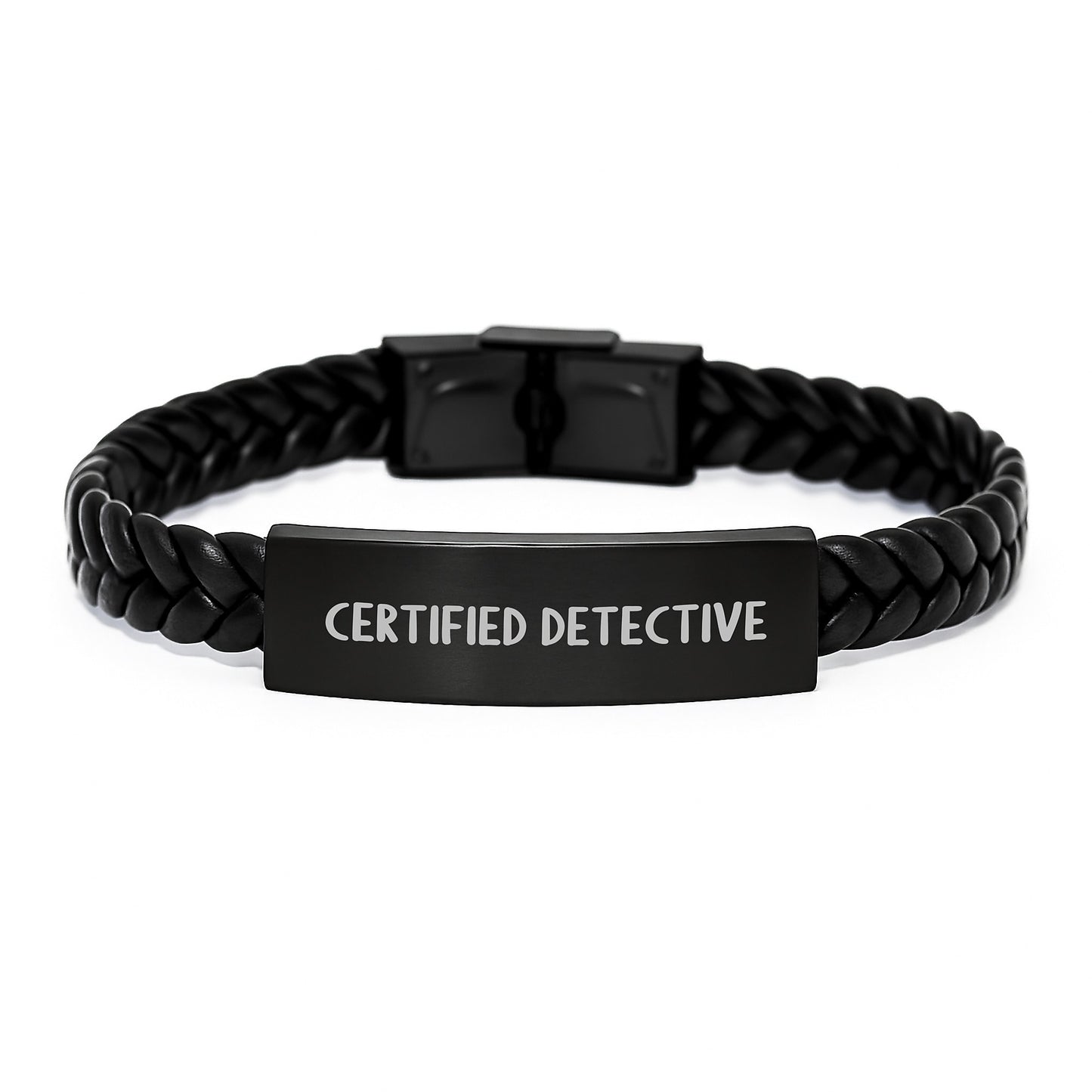 Detective Gifts from Men, Certified Detective Quote, Interlaced Leather Birthday Unique Gifts for Detective - Image 1