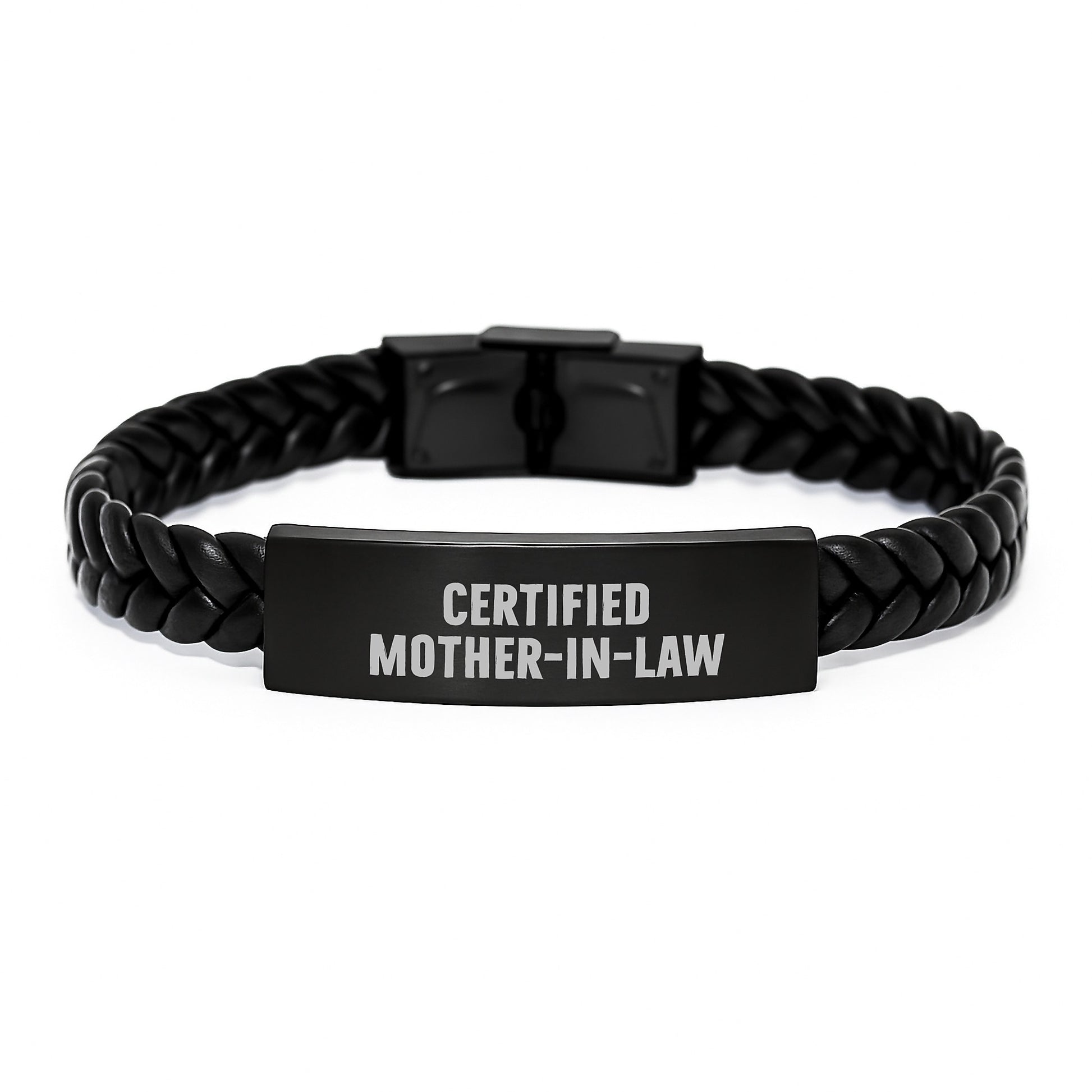 Certified Mom-in-law Funny Gifts for Her - Interlaced Leather Bracelet from Friends to Mom-in-law, Unique Graduation Gifts - Image 1