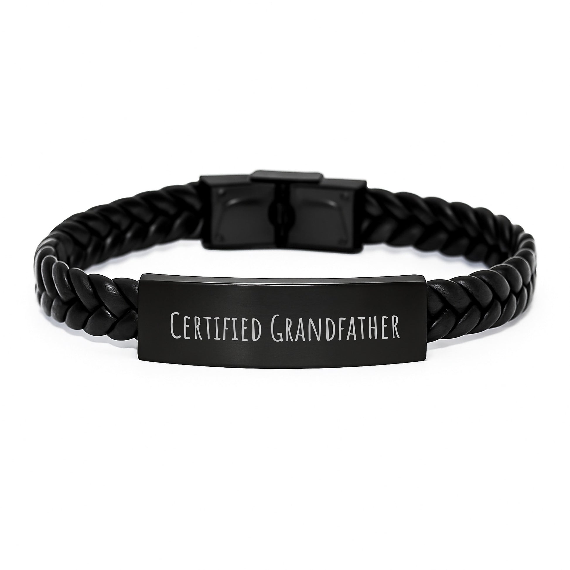 Funny Grandfather Gifts Interlaced Leather Bracelet for Men Certified Grandfather Quote, Unique Graduation Gifts from Family - Image 1