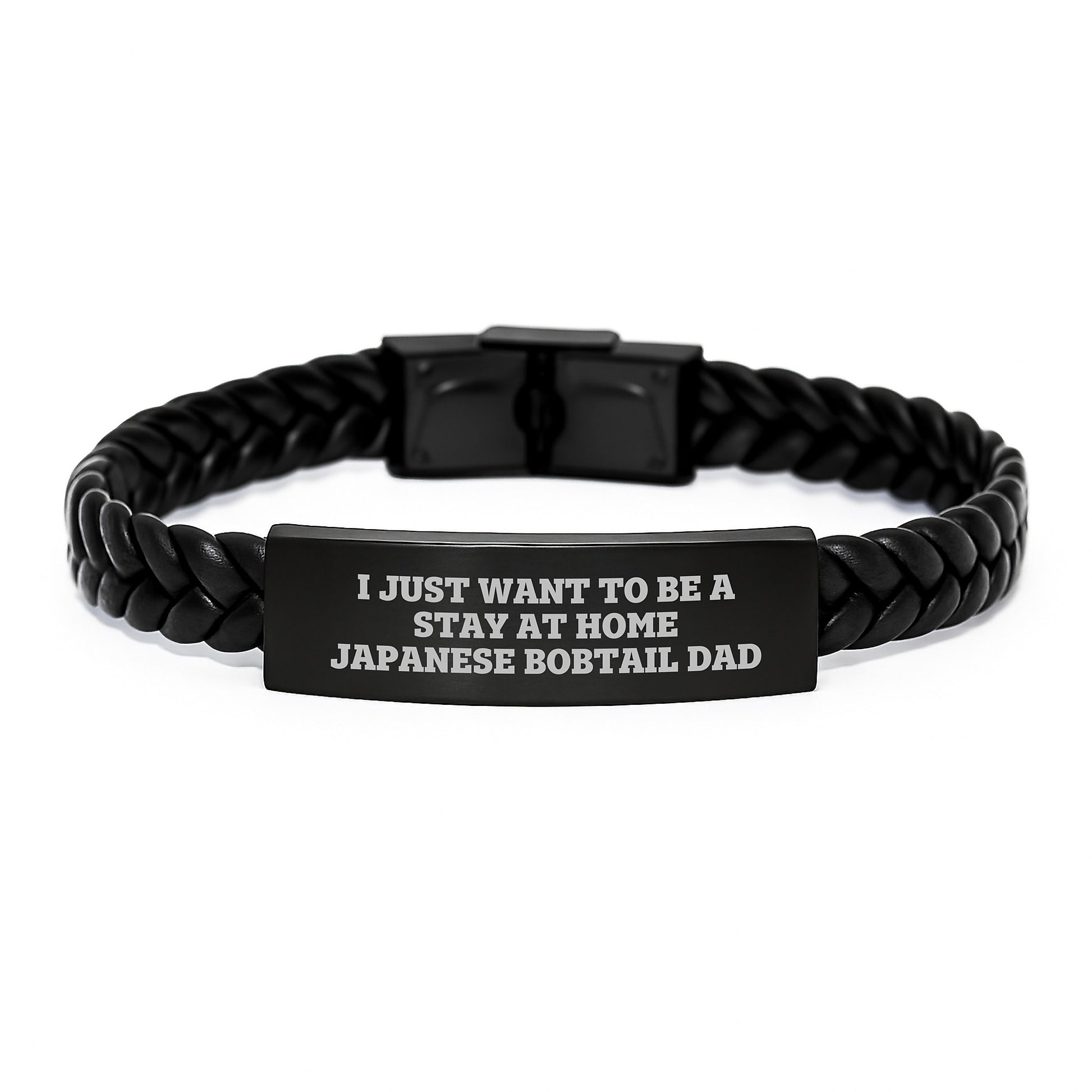 Funny Japanese Bobtail Cat Lover Gifts from Dad to Men, Gifts for Japanese Bobtail Cat Enthusiasts, Interlaced Leather Bracelet for Graduation Unique Gifts - Image 1