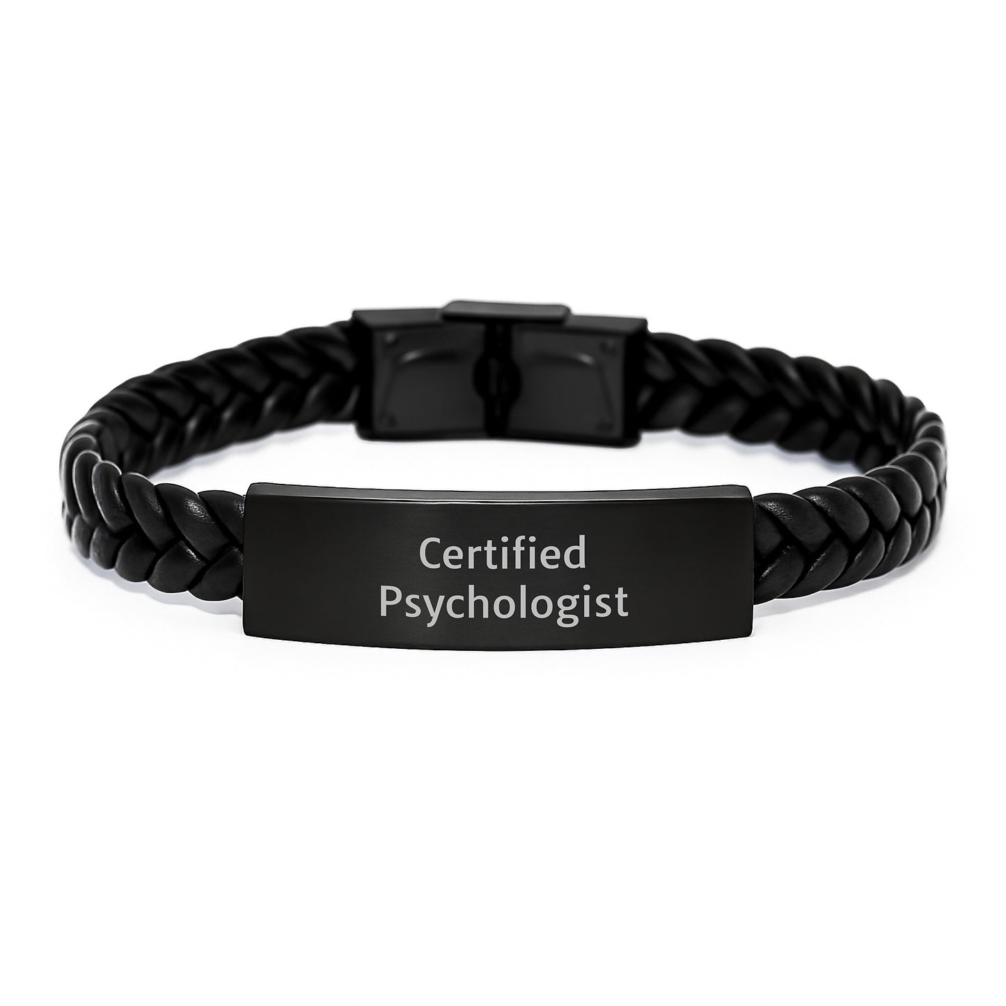 Funny Quote Gifts from Men to Psychologist on Birthday - Interlaced Leather Bracelet for Certified Psychologist, 7.87 inches, Stainless Steel and PU Leather - Image 1