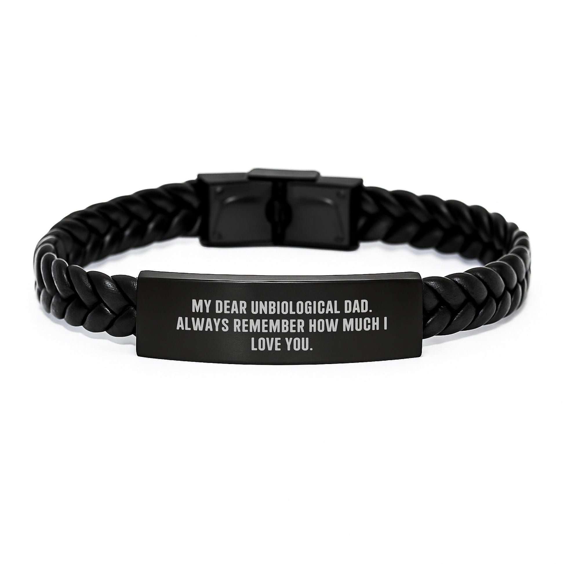 Unique Interlaced Leather Bracelet Gifts for Unbiological Dad This Christmas - Funny Quote 'My Dear Unbiological Dad. Always Remember How Much I Love You.' - Image 1