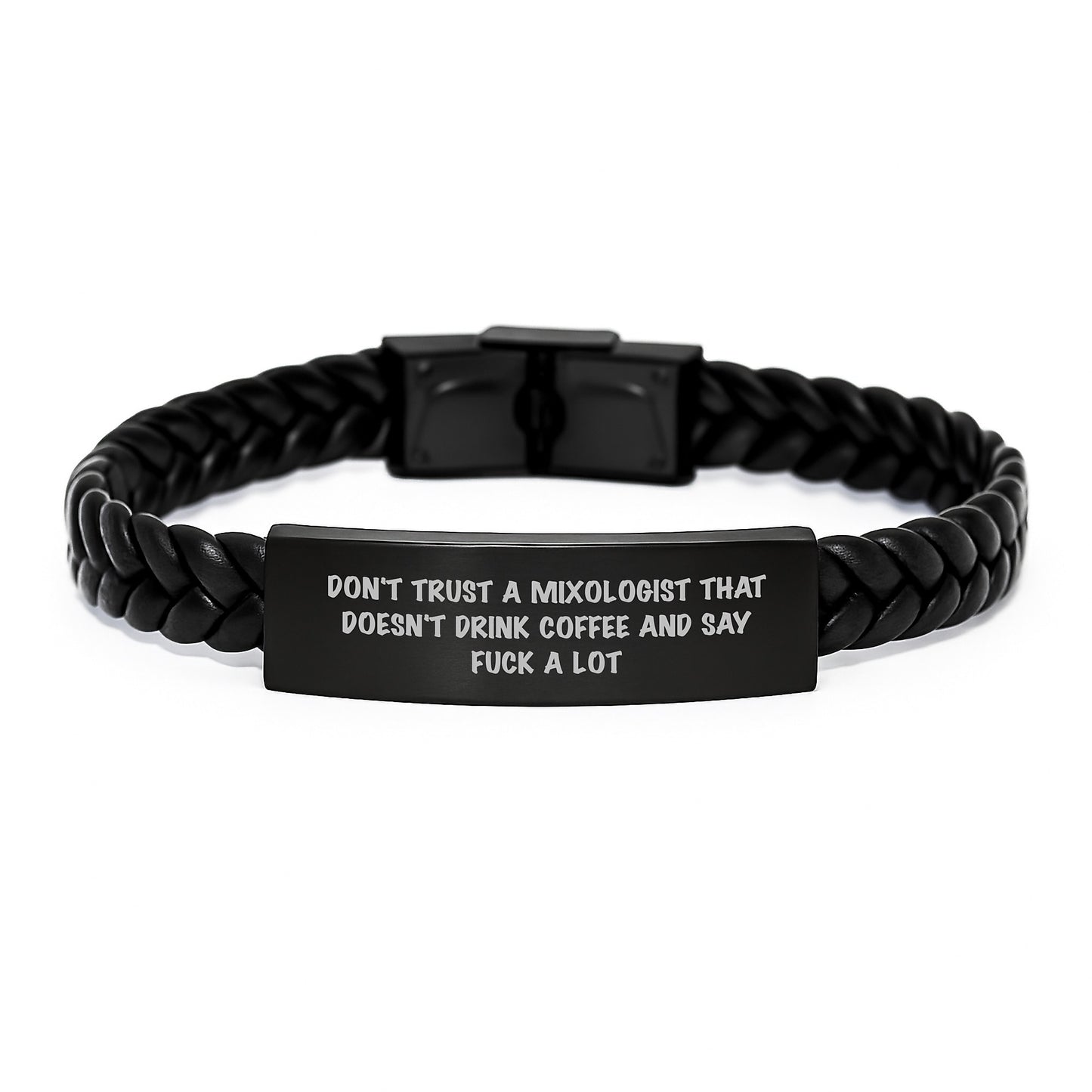 Funny Mixologist Quote Gifts for Men, Interlaced Leather Braces, Gifts from Dad, Unique Graduation Gifts for Him - Don't Trust... - Image 1