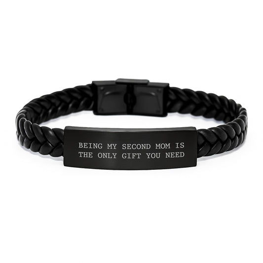 Second Mom Gifts from Men - Funny Inspirational Interlaced Leather Bracelet, Gifts for Second Mom, Graduation Unique Gifts from Family - Image 1