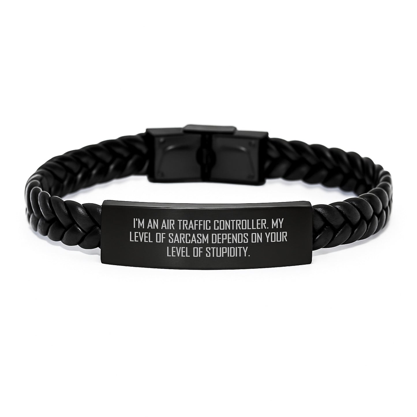 Air Traffic Controller Gifts for Men Funny Quote Interlaced Leather Bracelet, Gifts from Friends, Unique Graduation Unique Gifts for Air Traffic Controller - Image 1