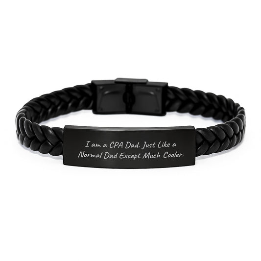 CPA Dad's Special Gift, Funny Quote Interlaced Leather Bracelet for Graduation, Gifts from Dad for CPA - Image 1