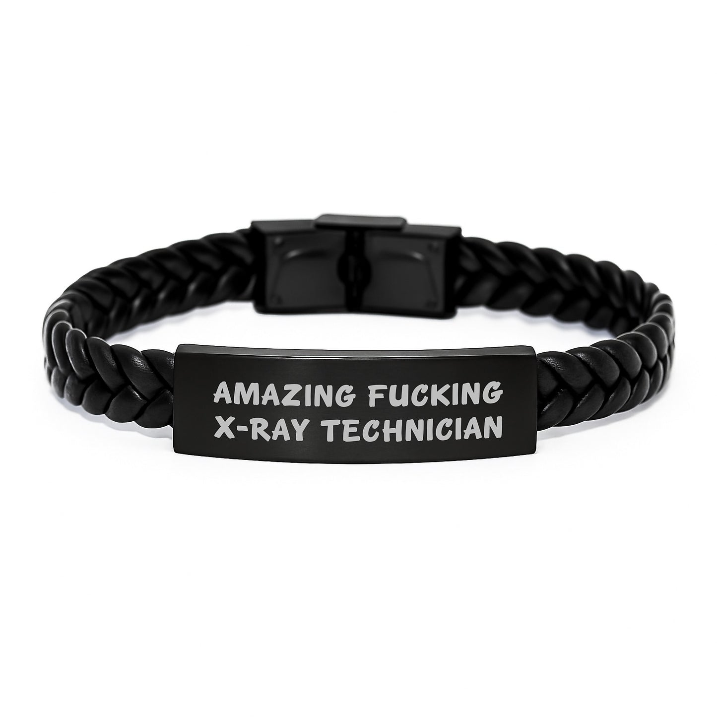 Funny X-Ray Technician Gifts from Friends, Unique Interlaced Leather Bracket for Birthday, Amazing F--king X-ray Technician Quote, X-Ray Technician Accessories, X-Ray Technician Jewelry - Image 1