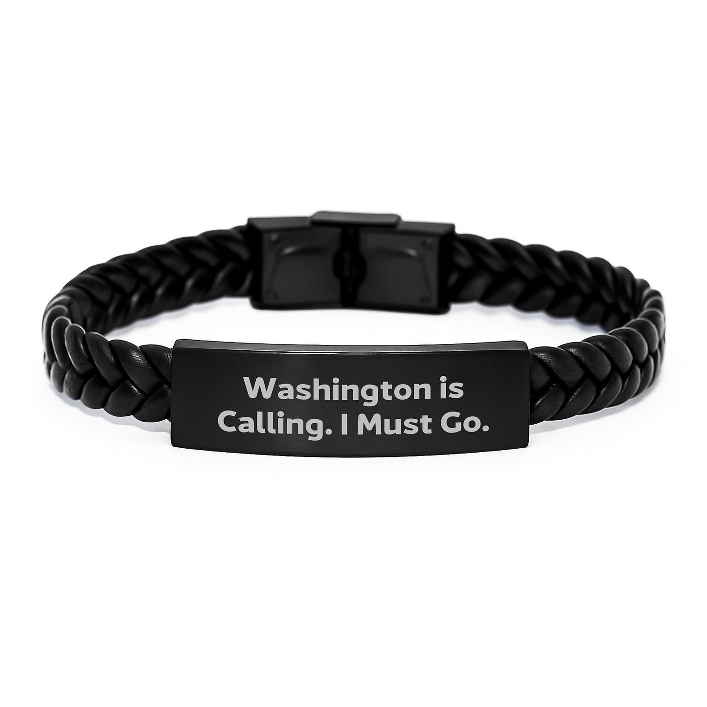 Washington Interlaced Leather Bracelet, Funny Gift for Friends from Washington, Christmas Unique Gifts - Image 1