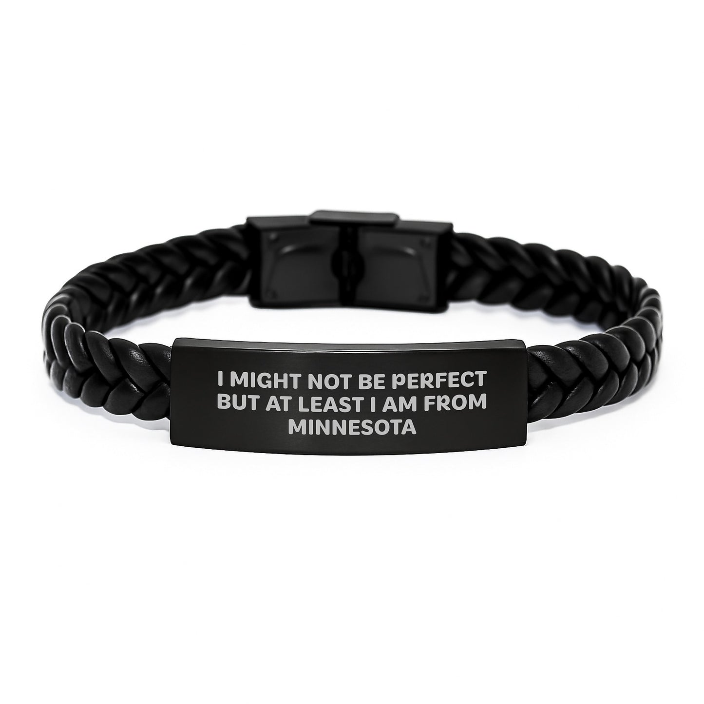 Minnesota Proud Interlaced Leather Bracelet, Funny Quote Gifts from Friends, Unique Graduation Gifts for Men, Women, Family - Image 1