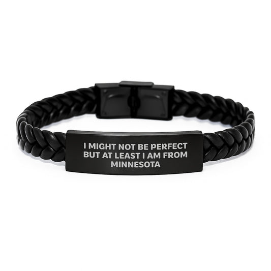 Minnesota Proud Interlaced Leather Bracelet, Funny Quote Gifts from Friends, Unique Graduation Gifts for Men, Women, Family - Image 1