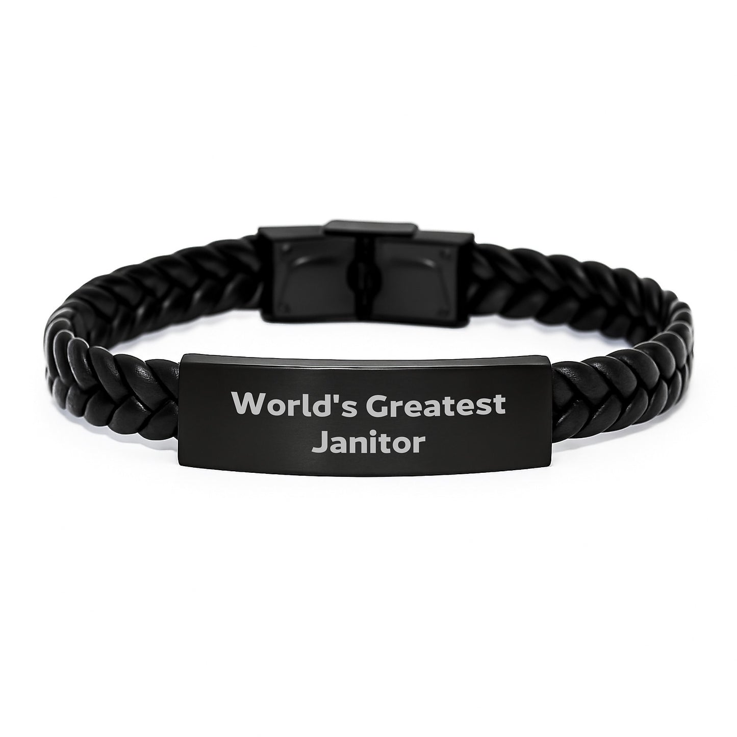 World's Greatest Janitor Funny Interlaced Leather Bracelet Gifts from Family, Friends, or Coworkers for Janitor, Men, or Women Christmas Unique Gifts - Image 1