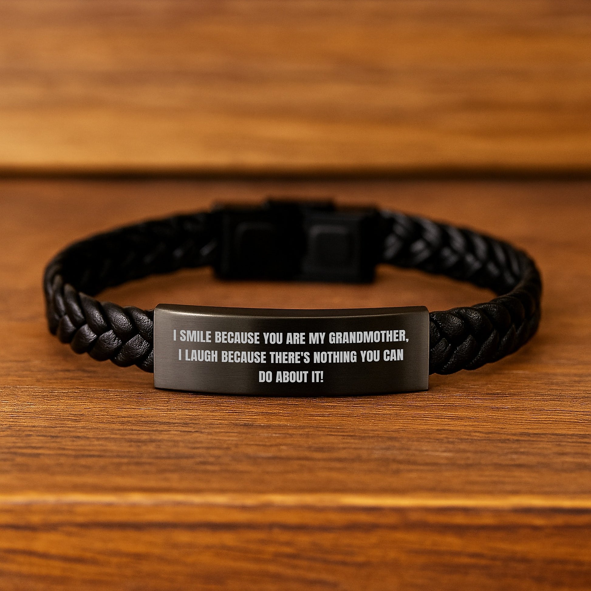 Funny Grandmother Gifts: Interlaced Leather Bracelet with Engraved Quote - Gifts from Family for Grandmother's Birthday, Birthday Unique Gifts for Grandma - Image 2