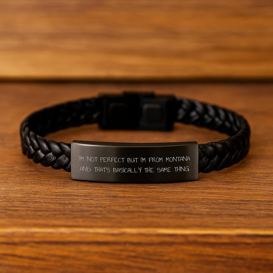 Funny Montana Gifts for Him - Unique Interlaced Leather Bracelet from Montana - Birthday Unique Gifts for Men from Montana - Image 2