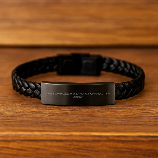 Funny Insurance Adjuster Gifts for Christmas - Interlaced Leather Bracelet, Gifts from Men to Insurance Adjuster, Christmas Unique Presents - Image 2