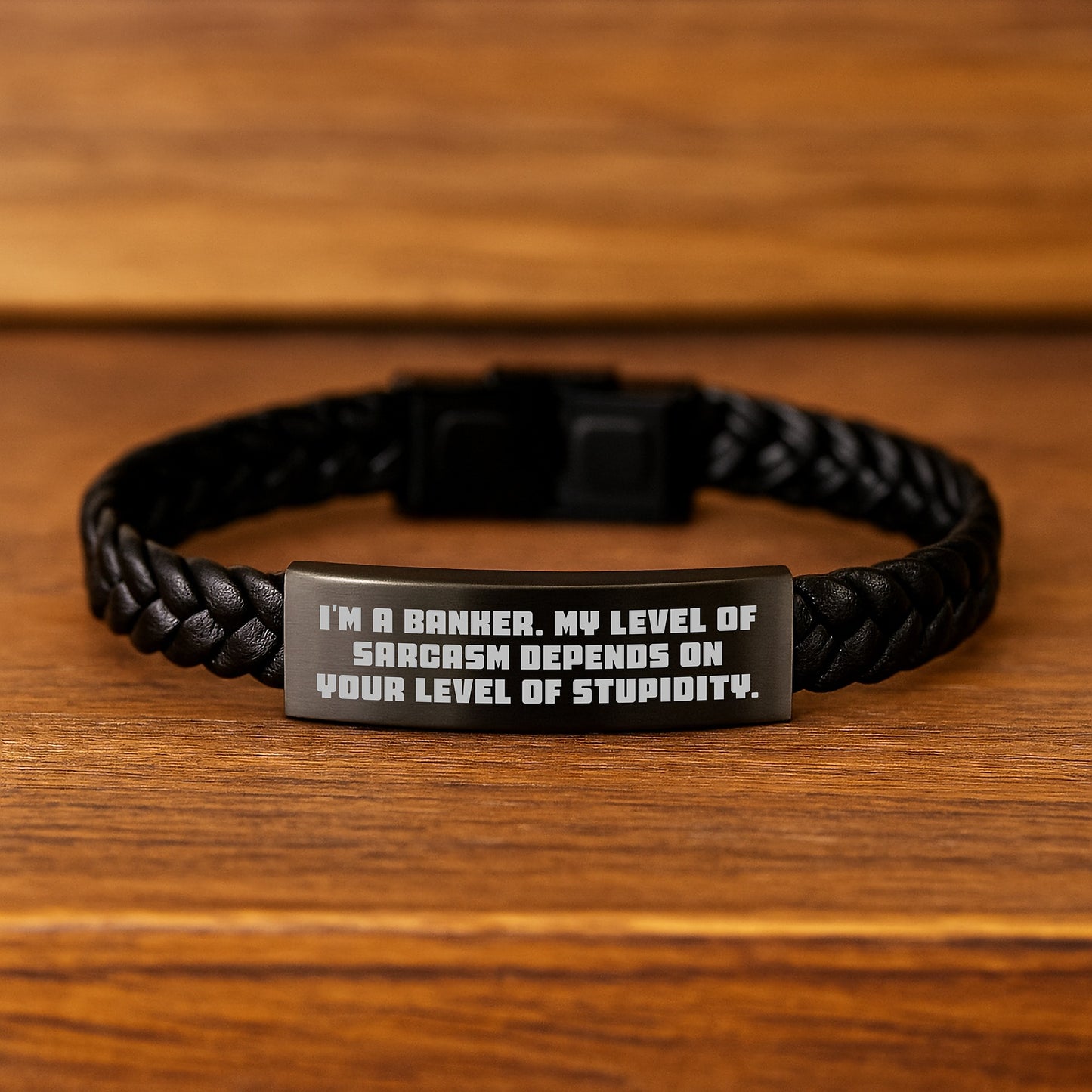 Funny Banker Gifts for Men and Women, Interlaced Leather Bracelet with Sarcasm Quote, Graduation Unique Gifts from Friends, Coworkers, or Family - Image 2