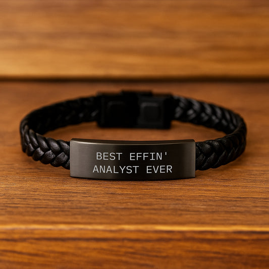 Funny Analyst Gifts - Best Effin' Analyst Ever Interlaced Leather Bracelet, Gifts from Men to Analyst for Graduation, Unique Interlaced Leather Accessories for Men, Women, Friends, Coworkers - Image 2