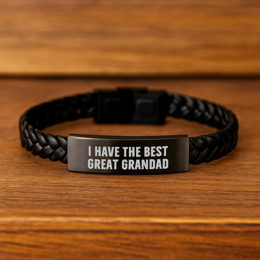 Funny Grandad Gifts from Men to Grandad on Valentine's - Interlaced Leather Bracelet for Grandad - Image 2