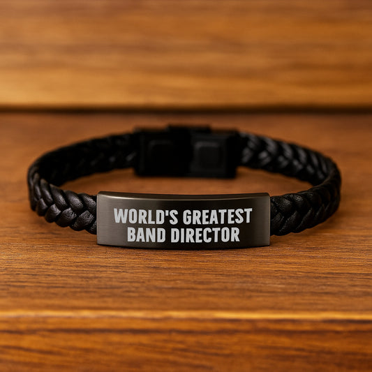 Funny Inspirational Band Director Gifts from Friends for World's Greatest Band Director Interlaced Leather Bracelet Birthday Unique Gifts - Image 2
