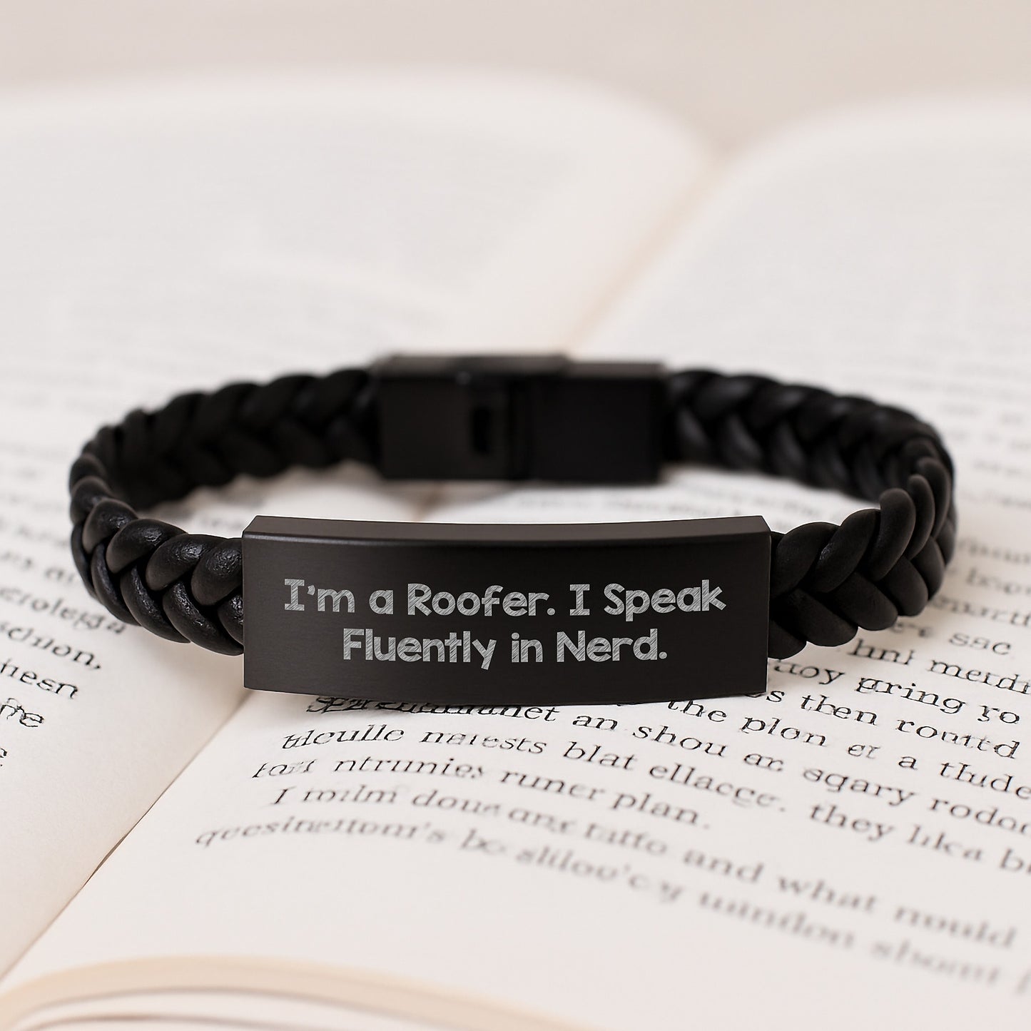 Roofer's genius-tastic Gift, I'm A Roofer. I Speak Fluently In genius., Interlaced Leather Bracelet for Men, Gifts from Friends, Gifts for Roofer, Graduation Unique Gifts - Image 3