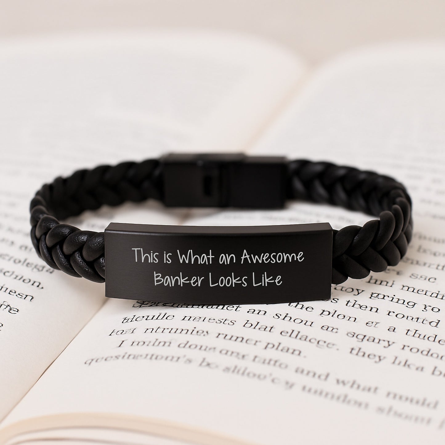 Funny Banker Gifts, 'This Is What An Awesome Banker Looks Like', Interlaced Leather Bracelet for Men, Graduation Unique Gifts from Friends, Coworkers, Family, to Banker - Image 3
