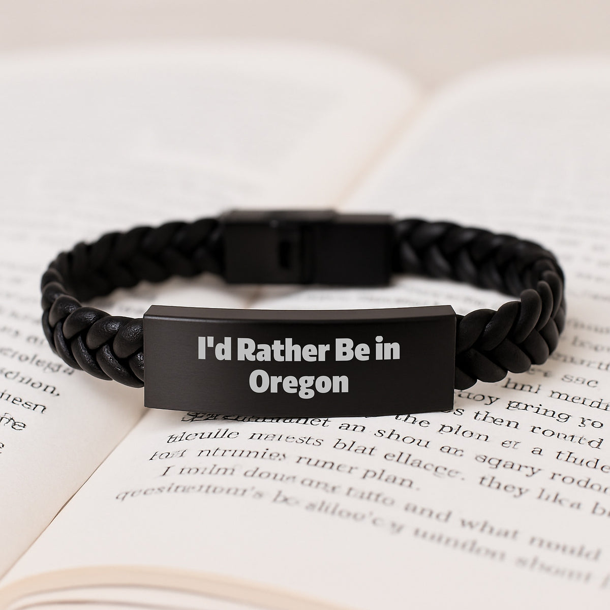 I'd Rather Be In Oregon Funny Quote Interlaced Leather Bracelet Gifts from Men to their Oregon Loving Friends, Christmas Unique Gifts - Image 3