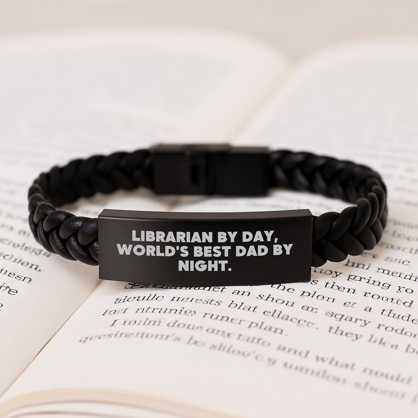 Librarian Gifts by Day, Unique Interlaced Leather Birthday Unique Gifts for Men from World's Best Dad by Night. - Image 3