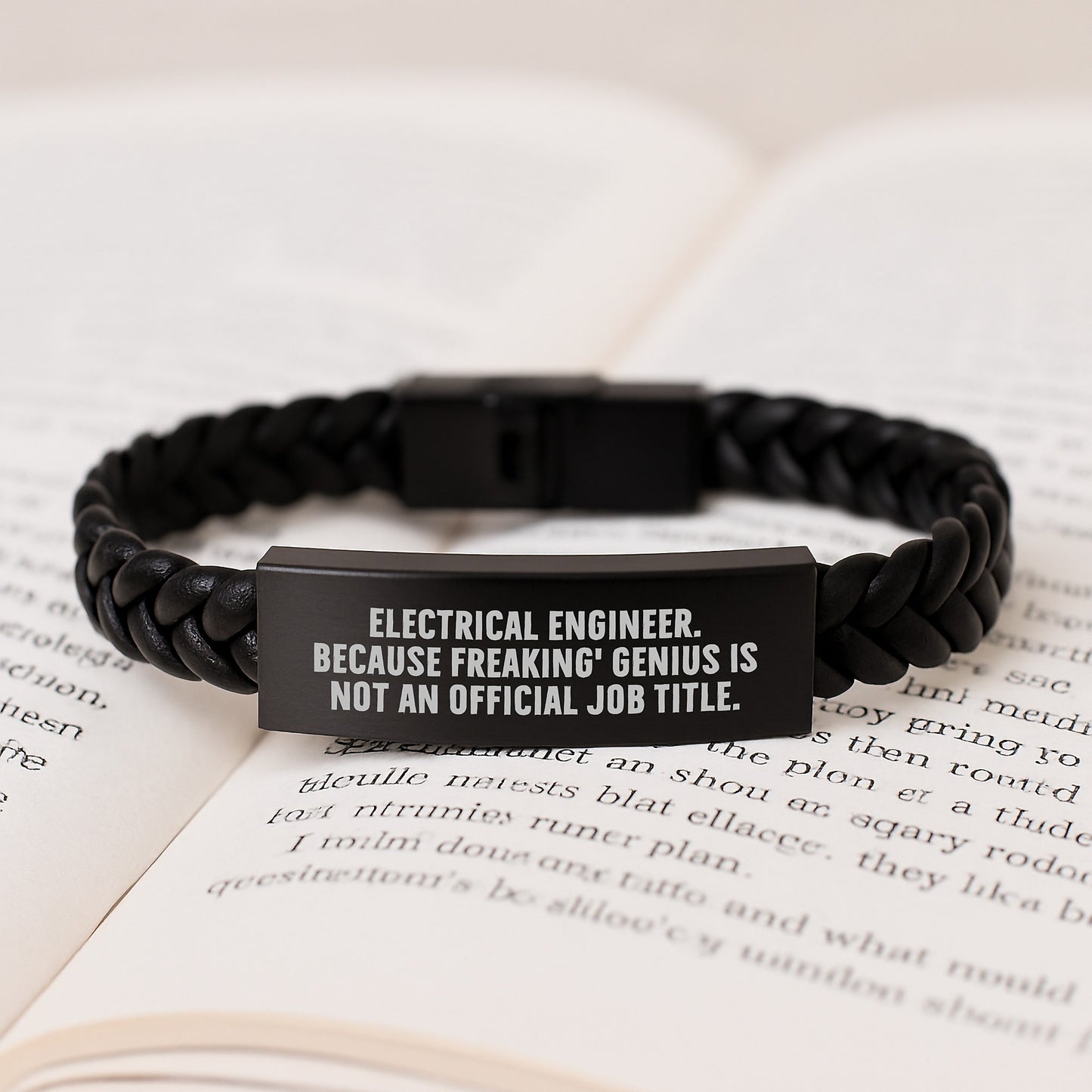 Unique Christmas Unique Gifts for Electrical Engineer Men Interlaced Leather Bracelet Funny Quote 'Electrical Engineer. Because Freaking' genius Is Not An Official Job Title.' from Friends - Image 3