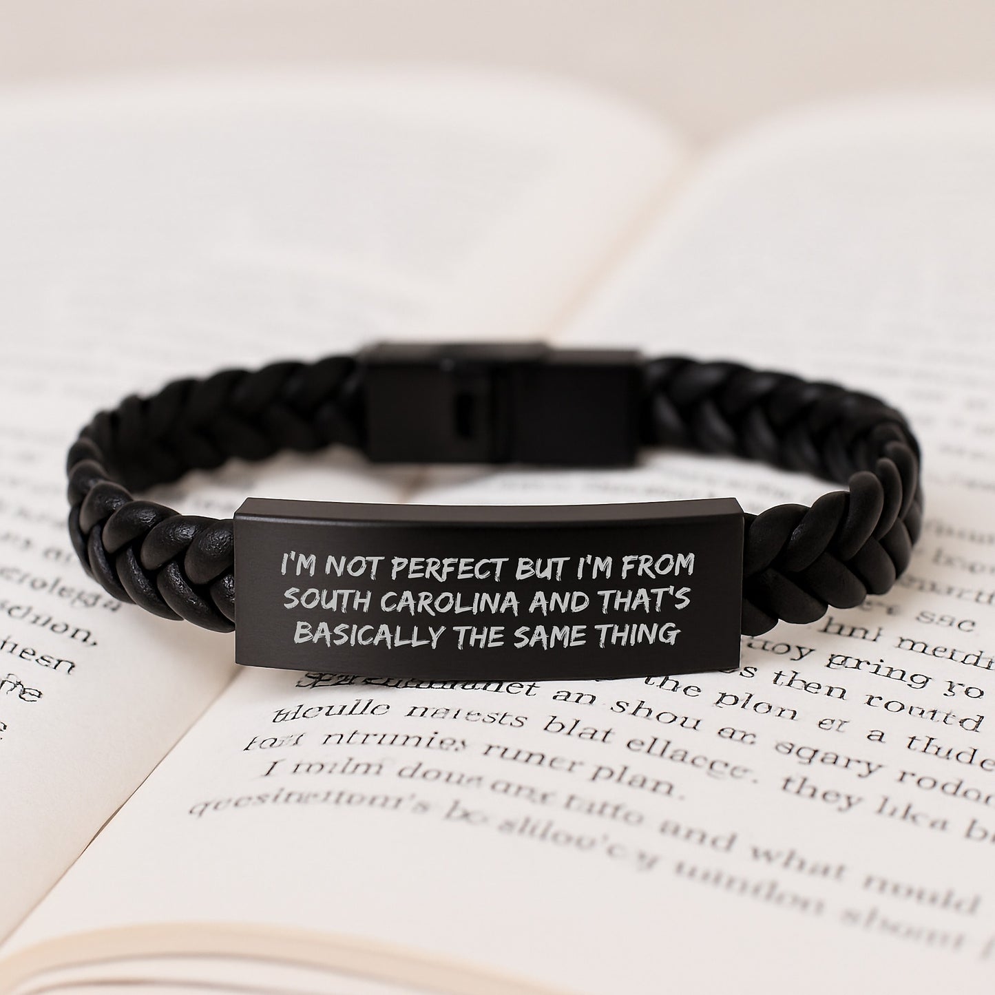 Funny South Carolina Gifts for Men Women Valentine's Unique Interlaced Leather Bracelets - Image 3
