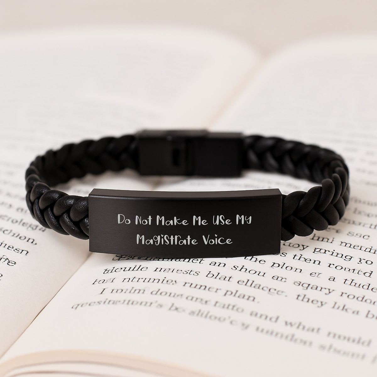 Magistrate Gifts for Men - Funny Interlaced Leather Bracelet with Engraved Stainless Steel, Unique Mother's Day Unique Gifts from Family - Image 3