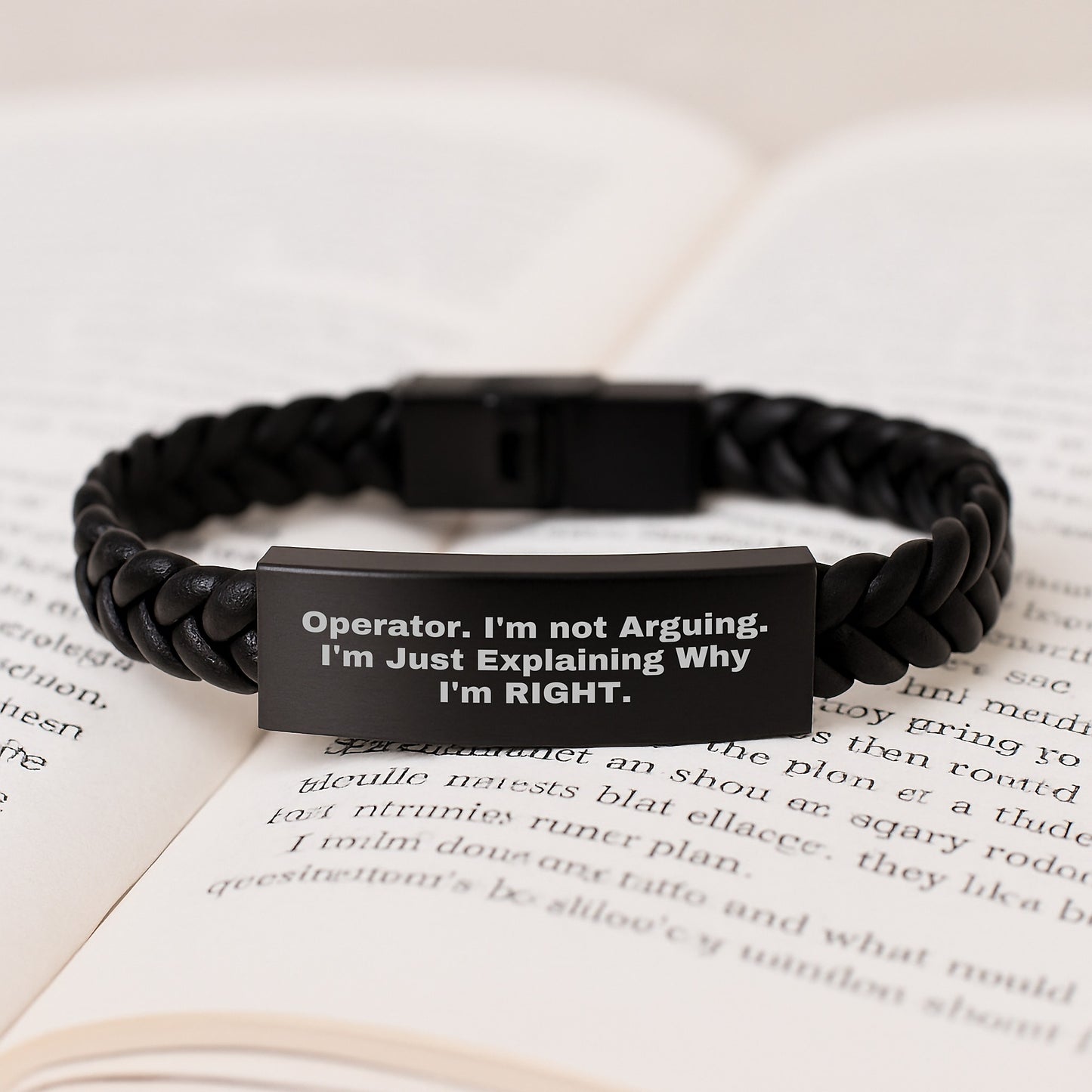 Operator Humor Interlaced Leather Bracelet, Funny Inspirational Gifts from Friends, Coworkers to Operator, 7.87 inches, Stainless Steel and PU Leather, Graduation Unique Gifts - Image 3