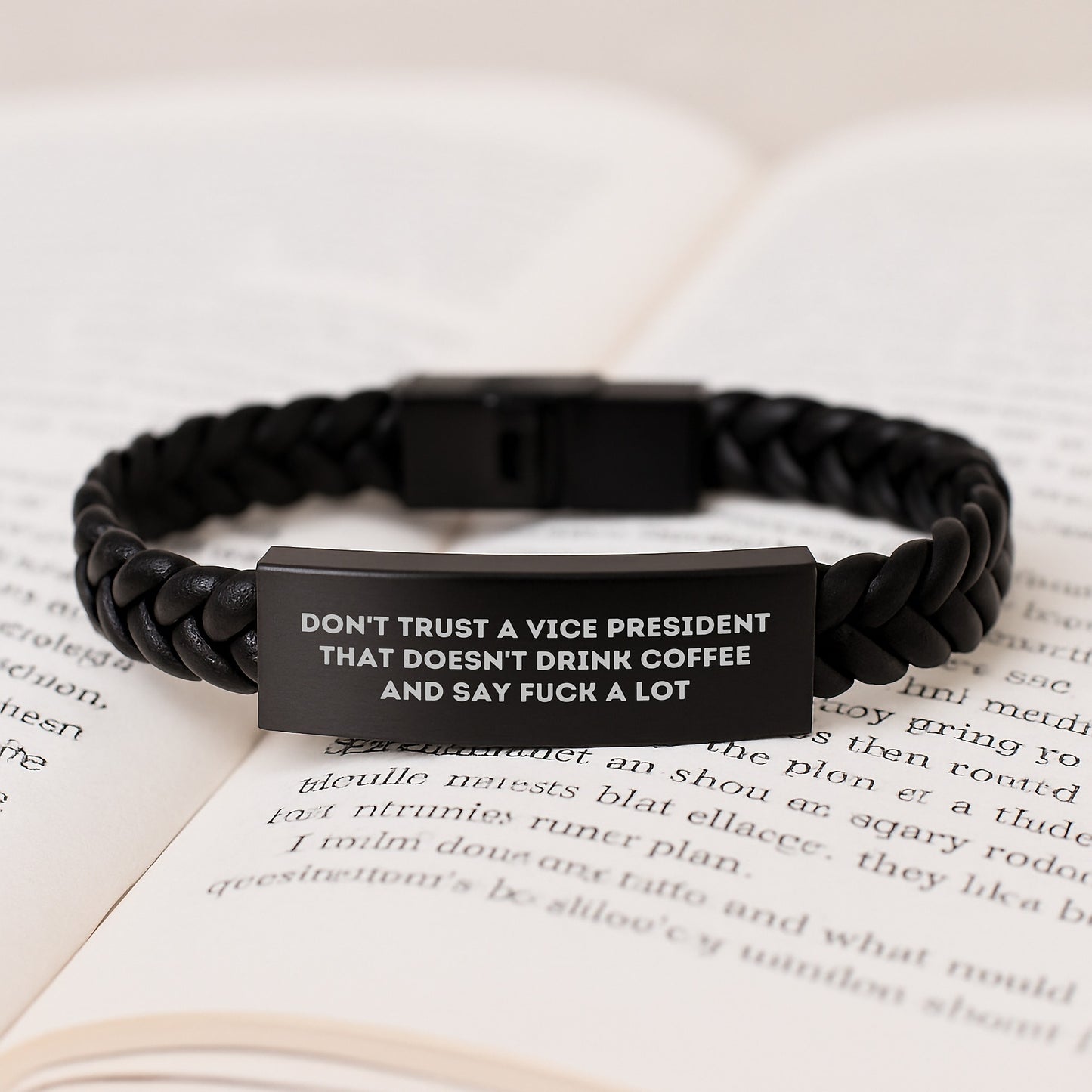 Funny Vice President Gifts for Men, Vice President Interlaced Leather Bracelet, Don't Trust A Vice President That Doesn't Drink Coffee And Say F--k A Lot, Graduation Unique Gifts from Friends - Image 3