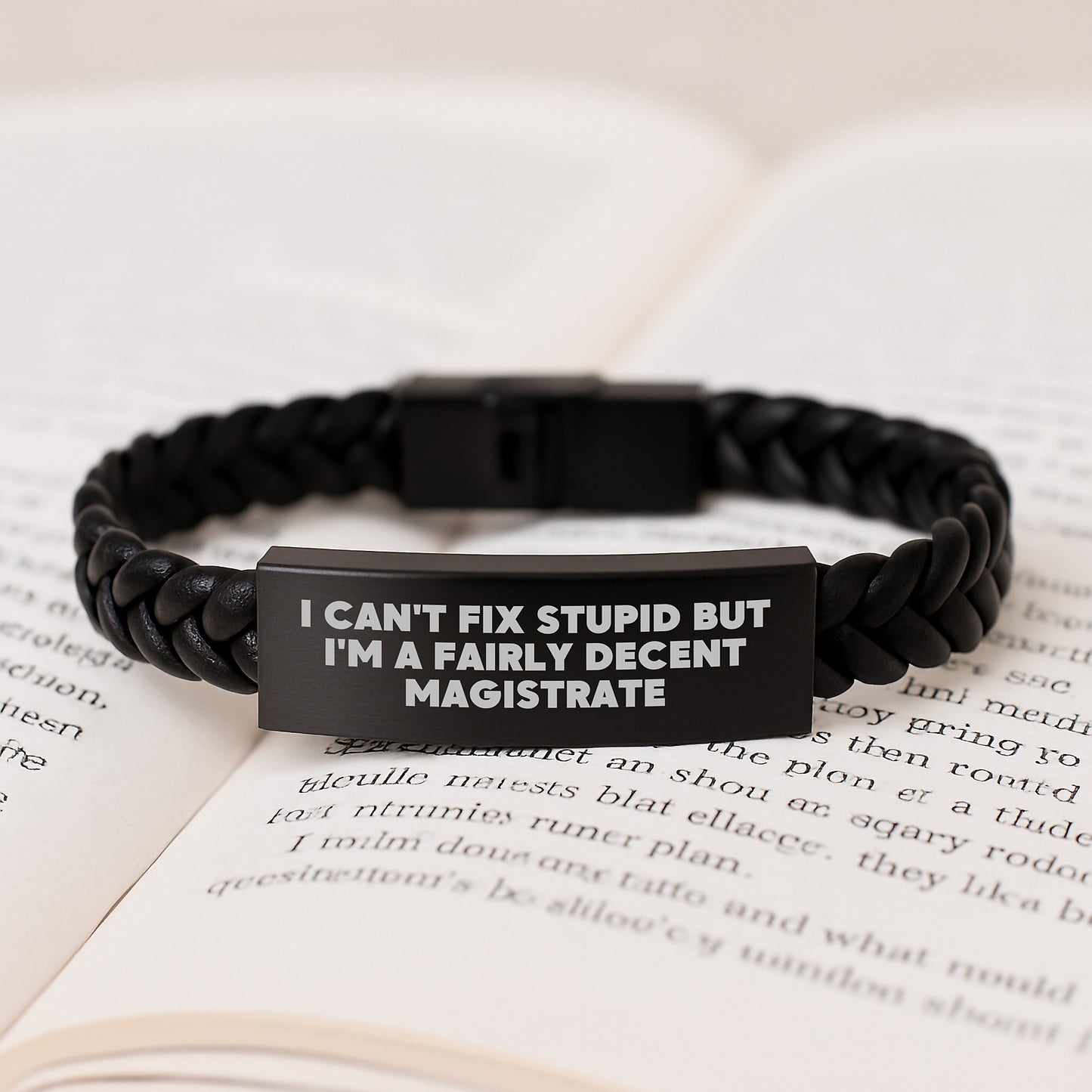Magistrate Gifts from Friends - Funny Quote Interlaced Leather Bracelet for Graduation, I Can't Fix Stupid But I'm A Fairly Decent Magistrate, 7.87 inches - Image 3