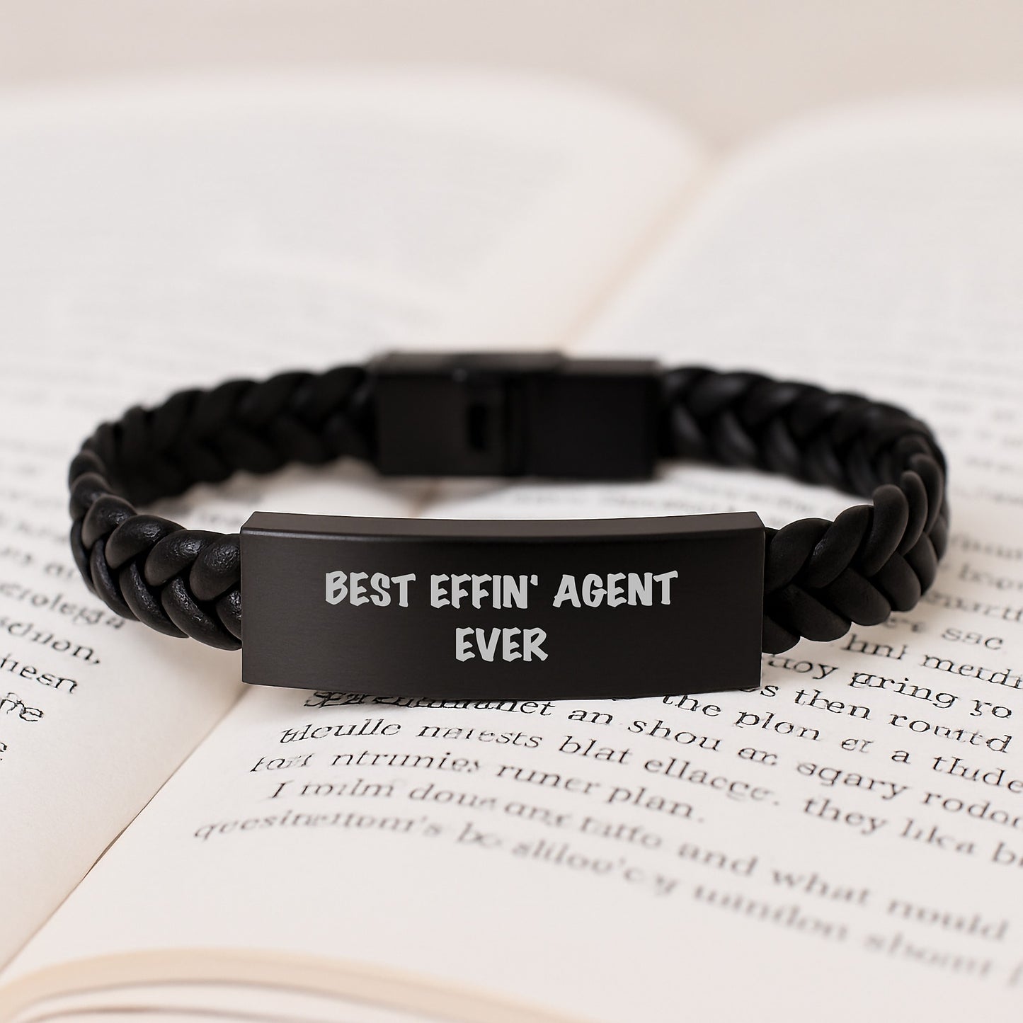 Funny Agent Gifts from Friends - Best Effin' Agent Ever Interlaced Leather Bracelet for Birthday - Image 3