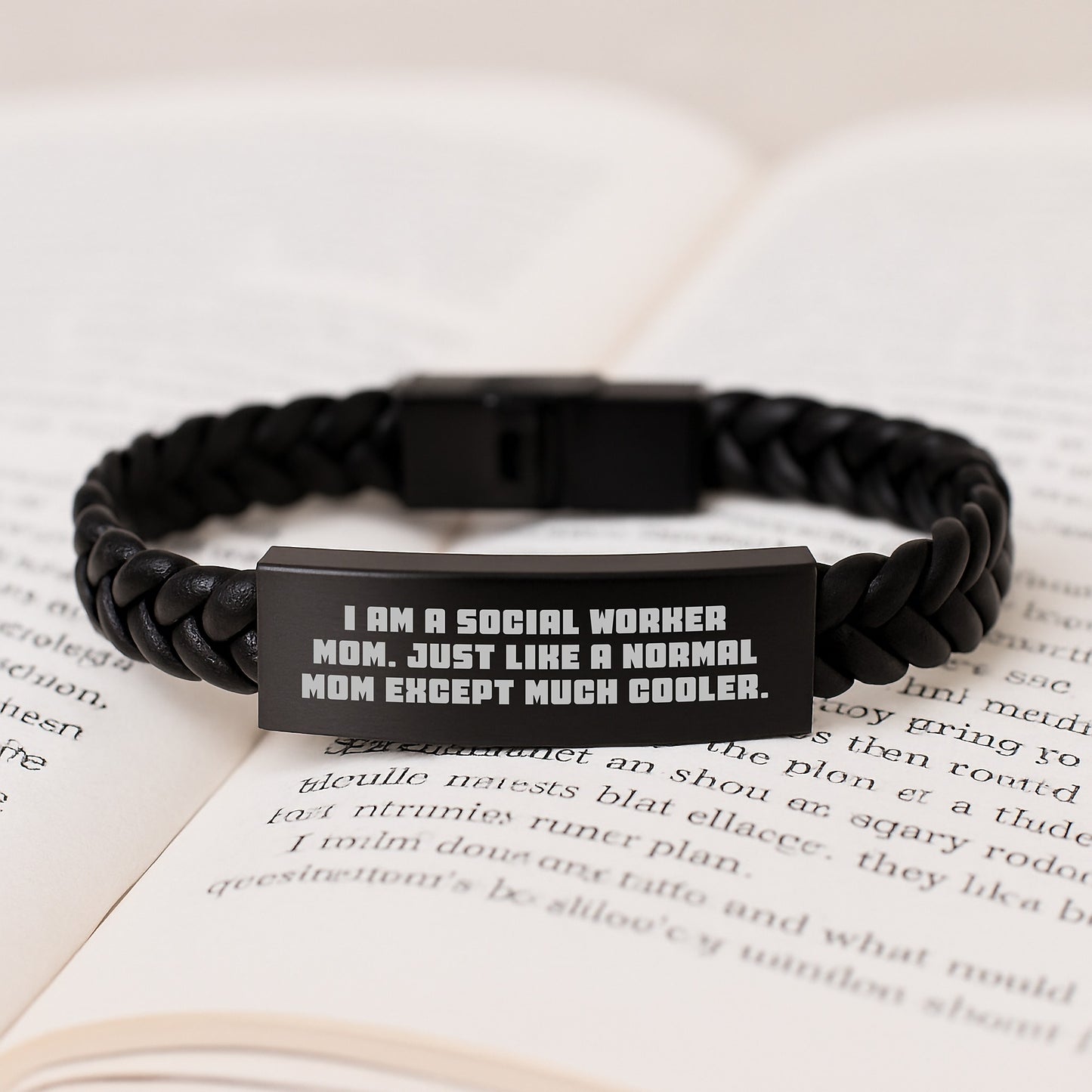 Social Worker Gifts, Funny Quote Interlaced Leather Bracelet, Gifts from Mom to Social Worker Mom, Birthday Unique Gifts for Her - Image 3