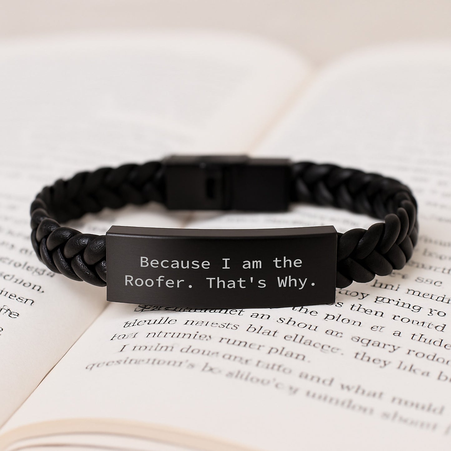 Funny Roofer Gifts, Interlaced Leather Bracelet, Birthday Unique Gifts from Friends to Roofer, 'Because I Am The Roofer. That's Why.' Quote - Image 3