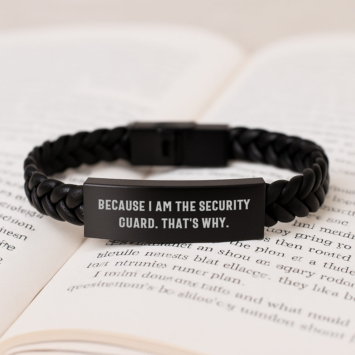 Funny Security Guard Gifts for Men, Interlaced Leather Bracelet with Engraved Stainless Steel, Birthday Unique Gifts from Friends - Image 3