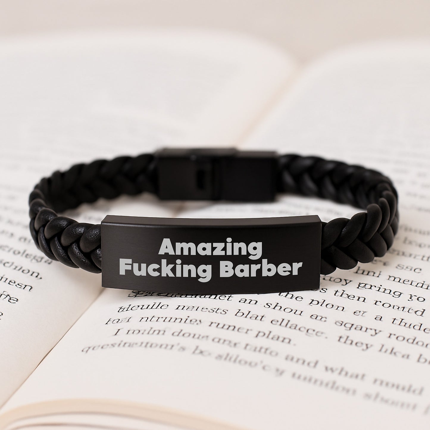 Funny Barber Gifts - Interlaced Leather Bracelet for Birthday, Gifts from Friends to Barber, 'Amazing' Quote - Image 3