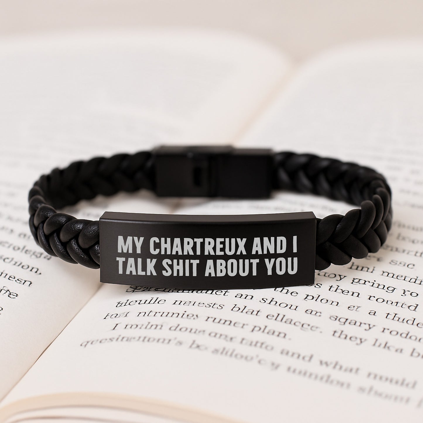Gifts from Family to Chartreux Cat Dad Funny Interlaced Leather Bracelet for Men Father's Day Unique - Image 3