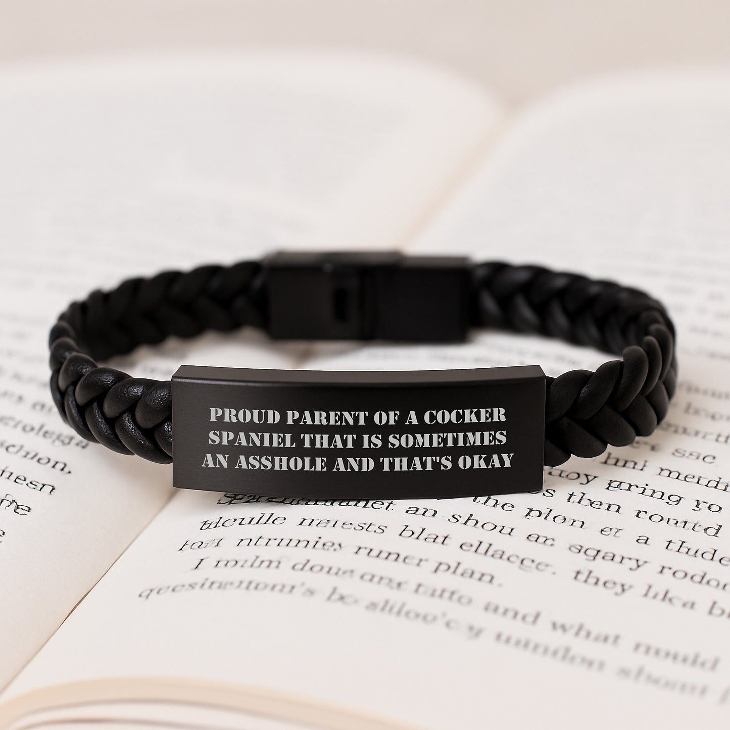 Cocker Spaniel Dog Mom Funny Quote Gifts for Women - Interlaced Leather Bracelet, Stainless Steel and PU Leather, Perfect for Cocker Spaniel Dog Owners, Gifts from Mom, Mother's Day Unique Gifts - Image 3
