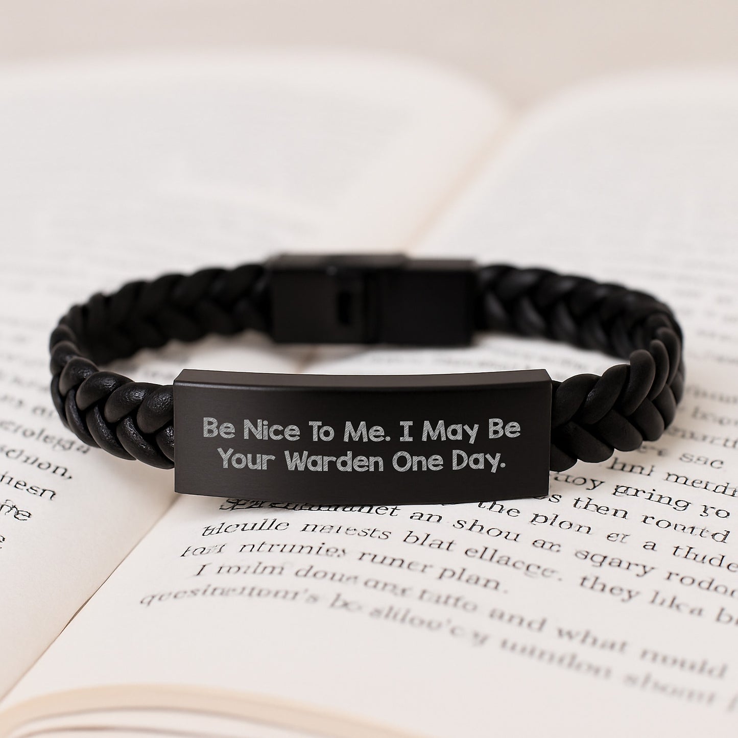 Warden Inspired Interlaced Leather Bracelet Funny Quote Men Gifts from Family for Men Christmas Unique Presents - Image 3