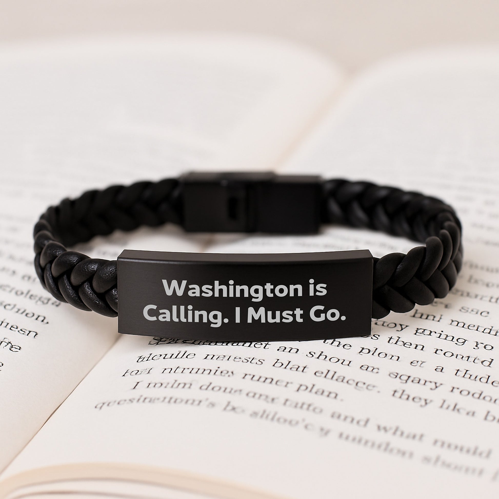 Washington Interlaced Leather Bracelet, Funny Gift for Friends from Washington, Christmas Unique Gifts - Image 3