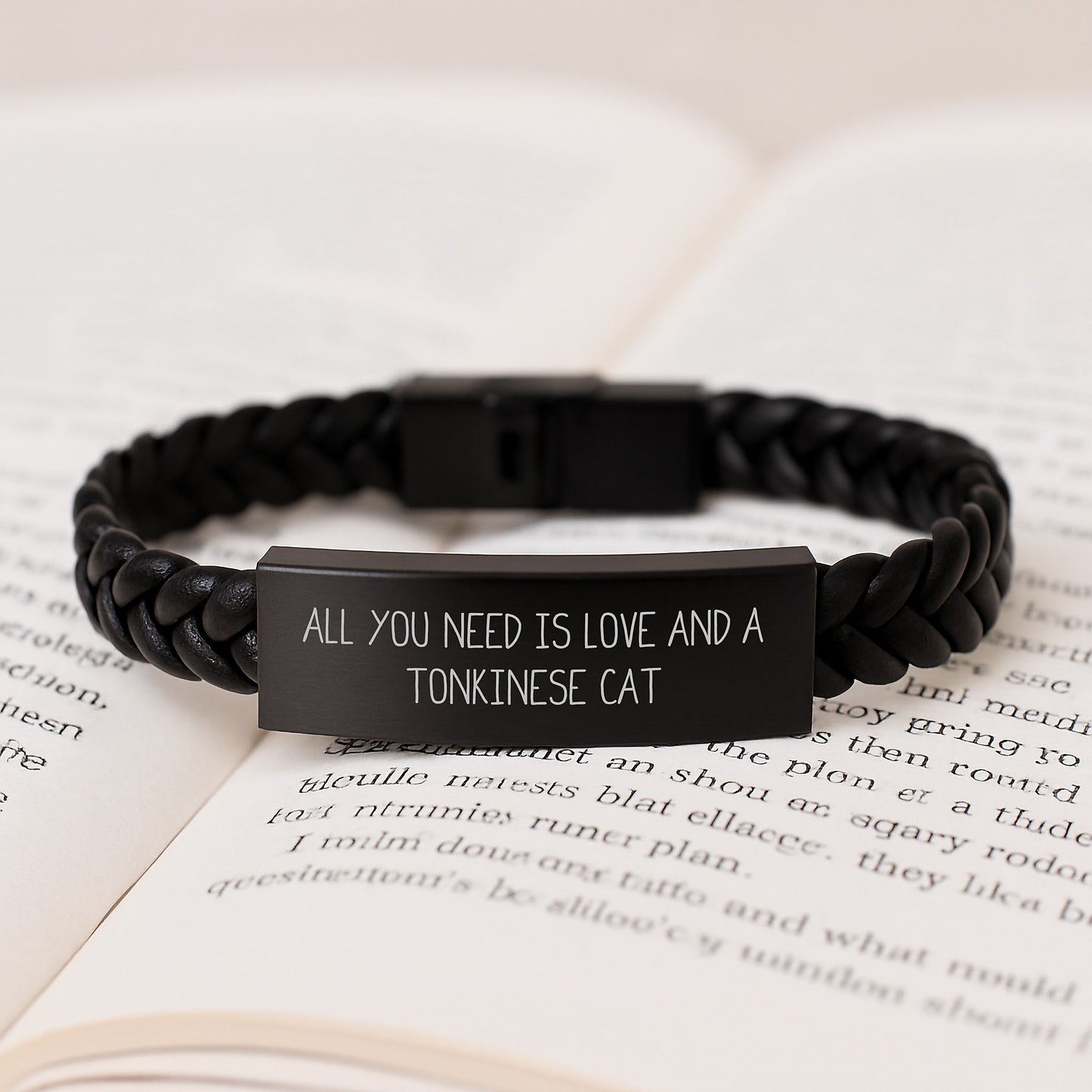 Tonkinese Cat Lovers Gift, 'All You Need Is Love And A Tonkinese Cat' Interlaced Leather Bracelet for Men, Women, Friends, Coworkers, Family, Birthday Unique Gifts from Friends - Image 3