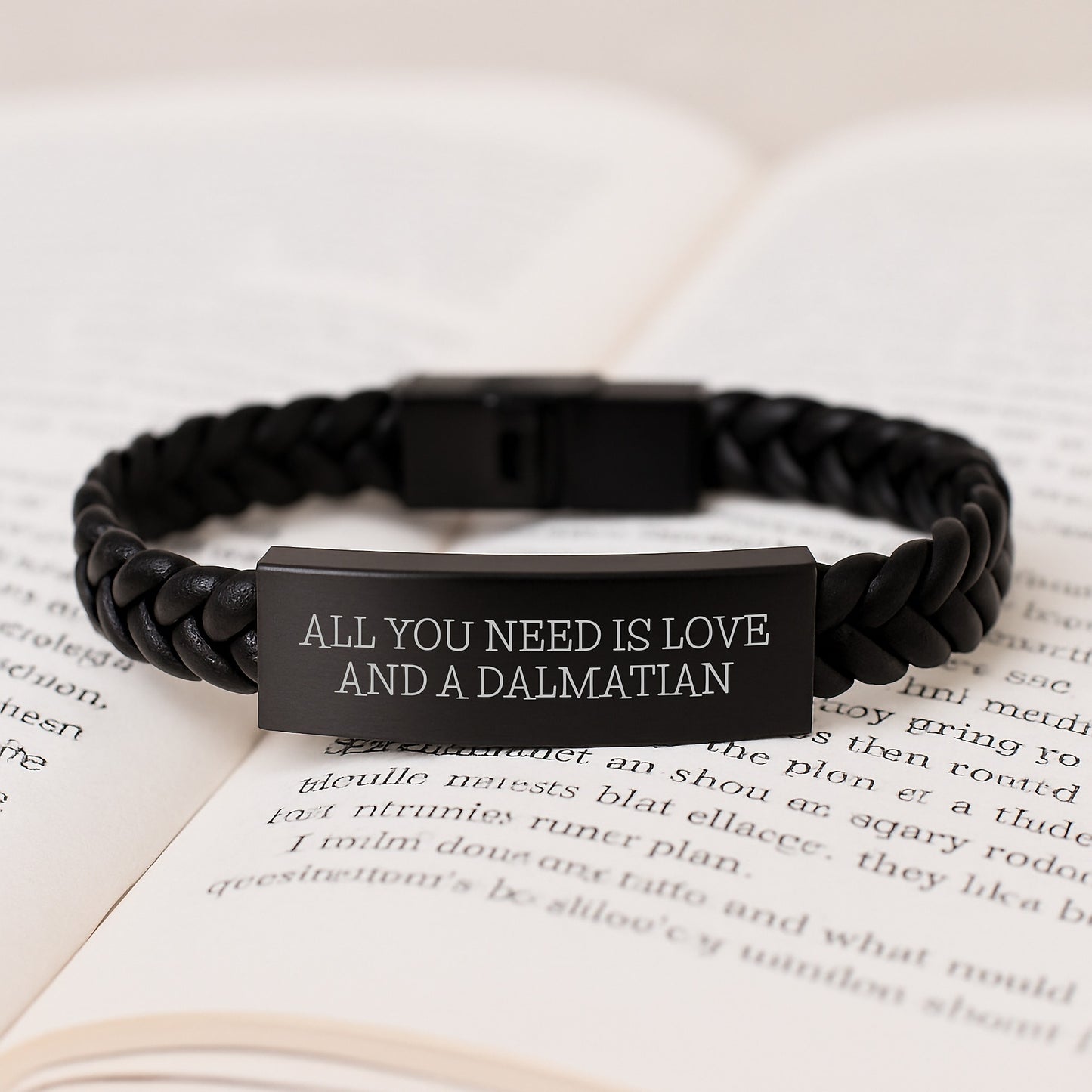 Dalmatian Dog Lovers Gifts from Friends - Inspirational Interlaced Leather Bracelet for Men, Women, and Dalmatian Dog Enthusiasts, All You Need Is Love And A Dalmatian Birthday Unique Gifts - Image 3