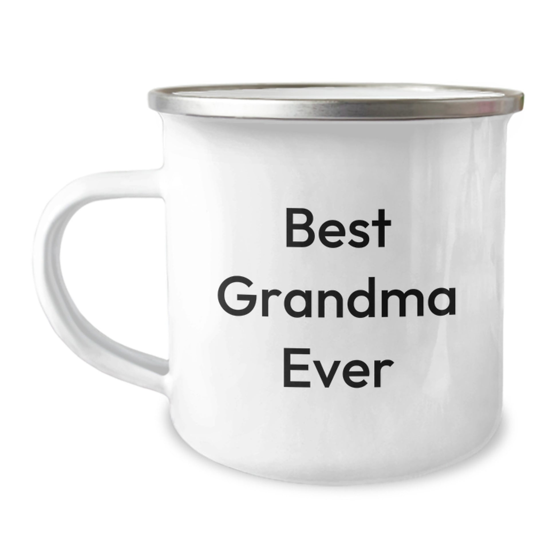 Funny Grandma Camping Mug, Best Grandma Ever Quote, Gifts from Family for Grandma's Birthday, 12 oz Stainless Steel Enamel Mug, Hand Wash Recommended, Permanent Printing - Image 1