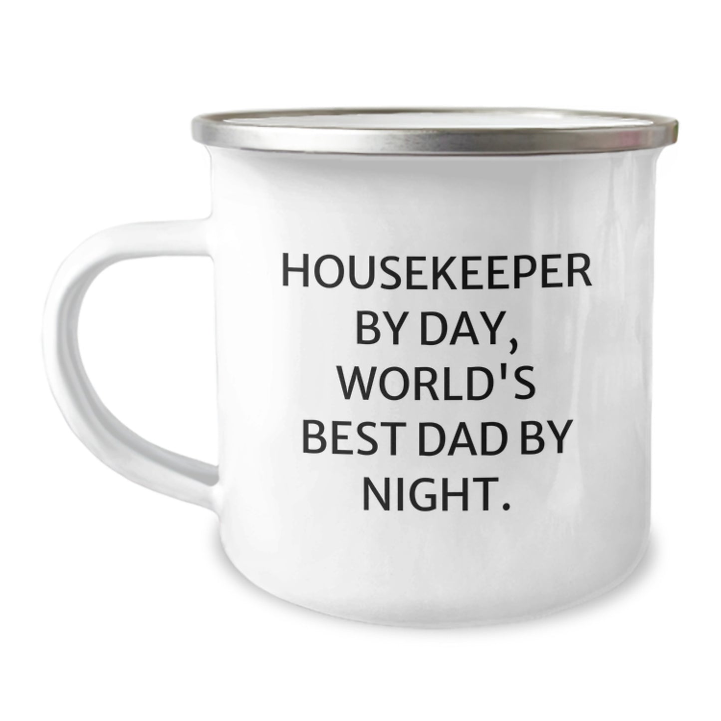 Funny Housekeeper Gifts, Housekeeper By Day, World's Best Dad By Night. Camping Mug, Birthday Unique Gifts from Family to Housekeeper - Image 1