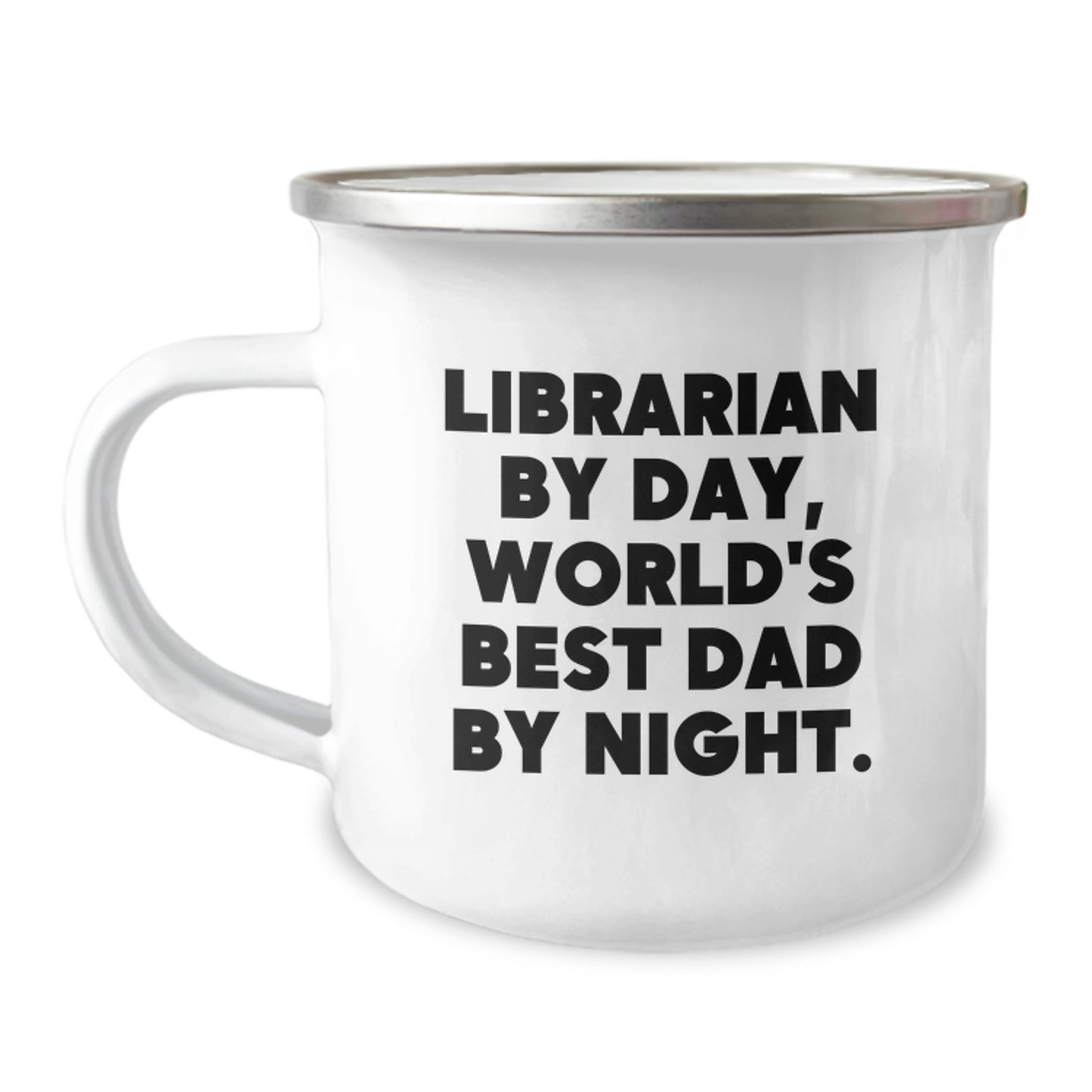 Librarian Gifts for Him, Funny Camping Mug, Librarian By Day, World's Best Dad By Night., Birthday Unique Gifts from Men to Librarian - Image 1