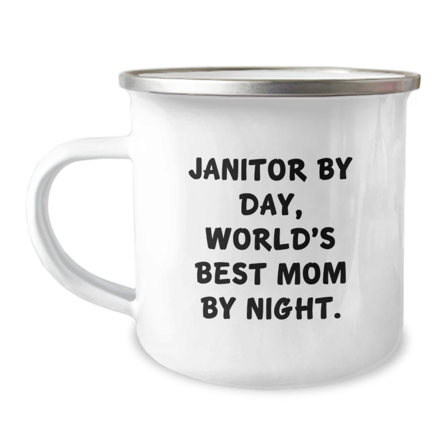Janitor Gifts from Friends, Funny Camping Mug for Janitor By Day, World's Best Mom By Night. Unique Graduation Gifts for Janitors - Image 1