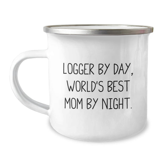 Funny Logger Gifts for Her - Logger By Day, World's Best Mom By Night. Graduation Mug for Men and Women, Gifts from Family - Image 1