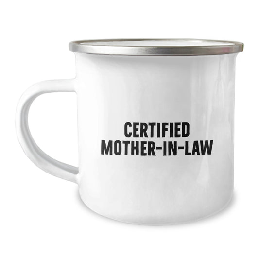 Funny Mom-in-law Gifts for Graduation - Camping Mug with Certified Mom-in-law Quote, Gifts from Friends - Gifts for Mom-in-law - Image 1