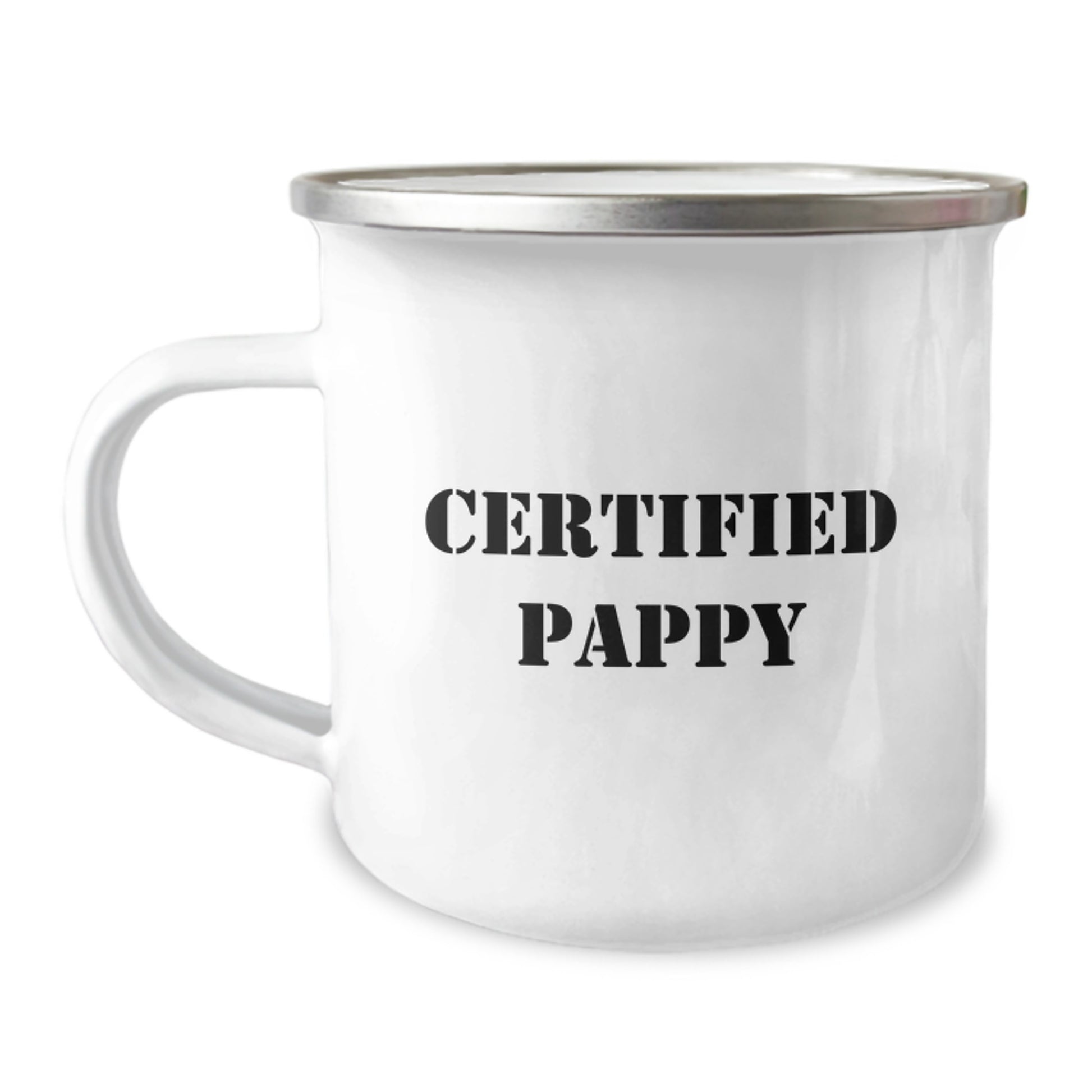 Funny Pappy Gifts from Friends for Men Camping Mug, Certified Pappy Quote, 12 oz Stainless Steel with Enamel Finish, Perfect Graduation Unique Gifts - Image 1